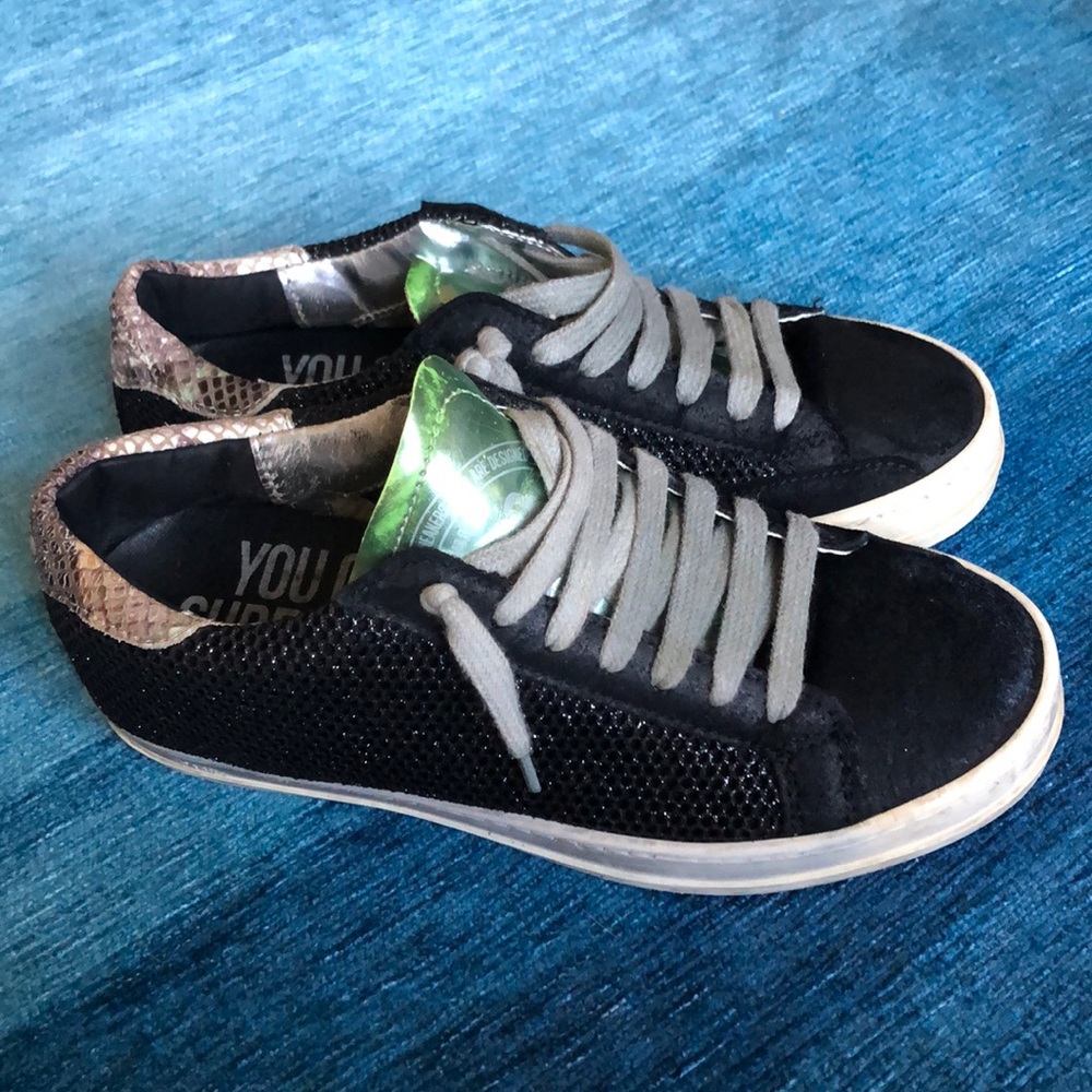 (EUC) P448 women’s John Sneaker black glitter sz 6